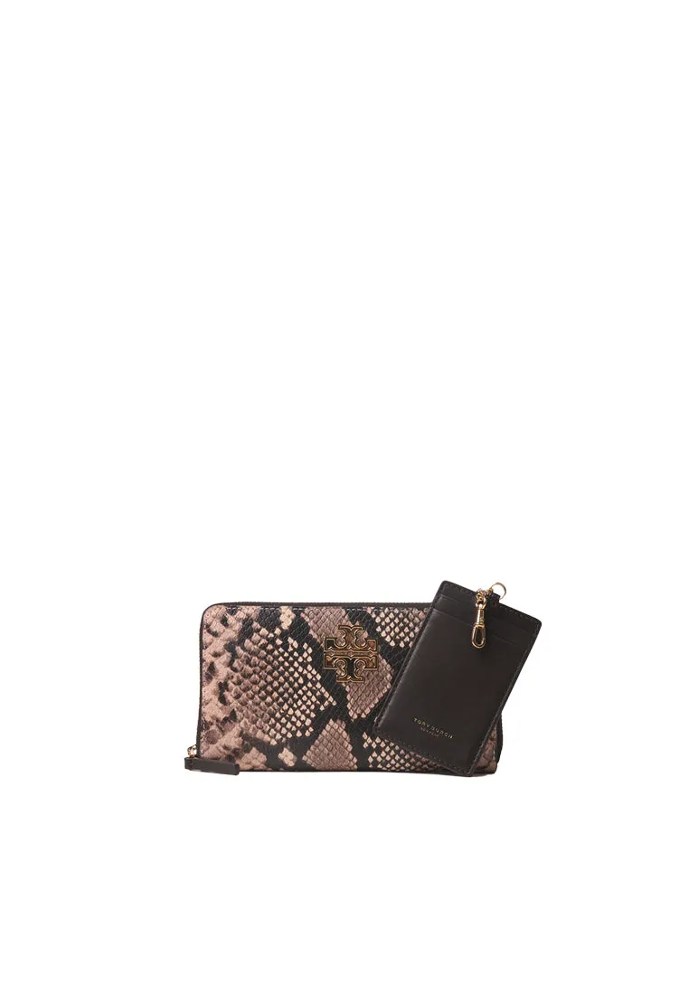 Tory Burch Britten Snake Embossed Zip Continental Wallet In Shell Pink 168001 Modern Versatility