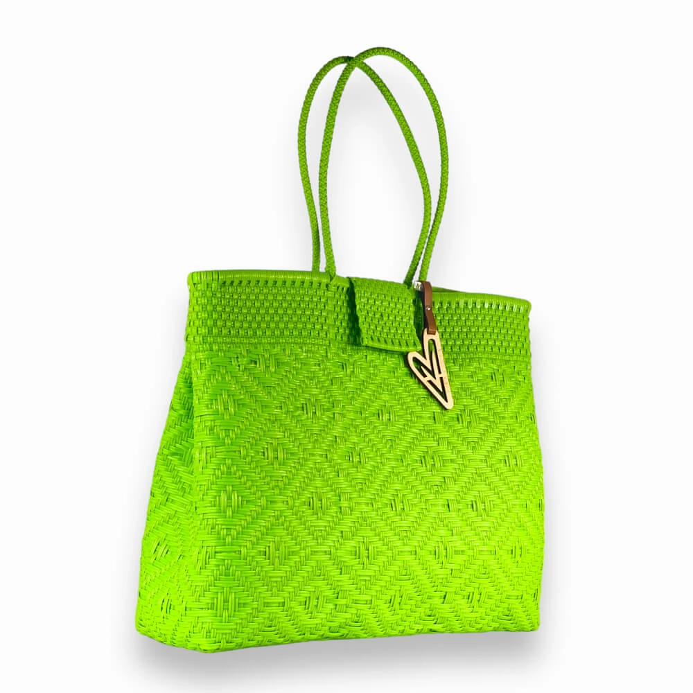 Maria Victoria | Apple Green | Upcycled, Handwoven, Multicolor Shoulder Tote Outdoor Gear