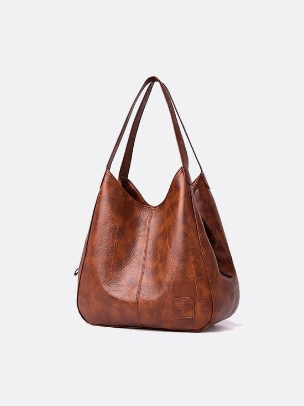 Brown Distressed Faux Leather Hobo Bag - Slouchy & Spacious Smart Storage