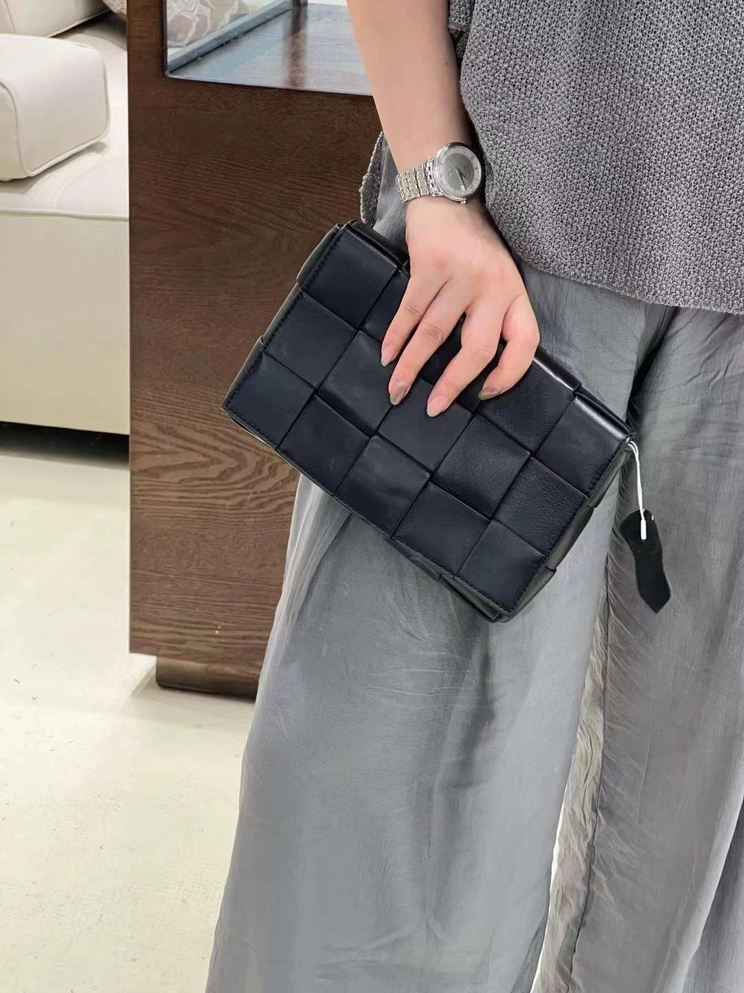 Functional Piece Functional Comfort Elegant Lambskin Woven Crossbody Bag | Handcrafted Versatile Party Bag Wedding Clutch Bag