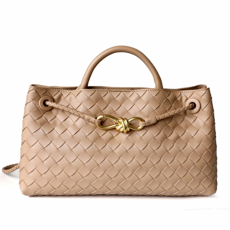 Luxurious leather tote Rielle | Sage Woven Vegan Leather Handbag ?C Chic, Elegant & Timeless
