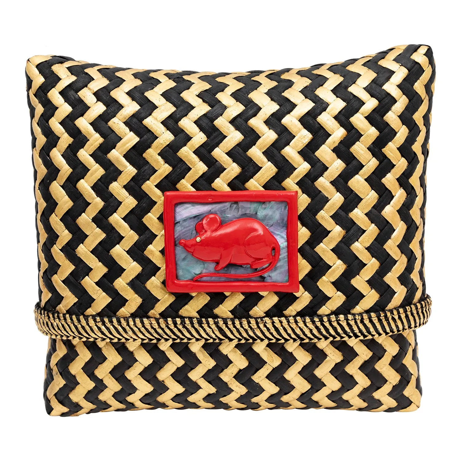 Glossy surface Tropical Woven Rattan Bags with Chinese Zodiac - Rat