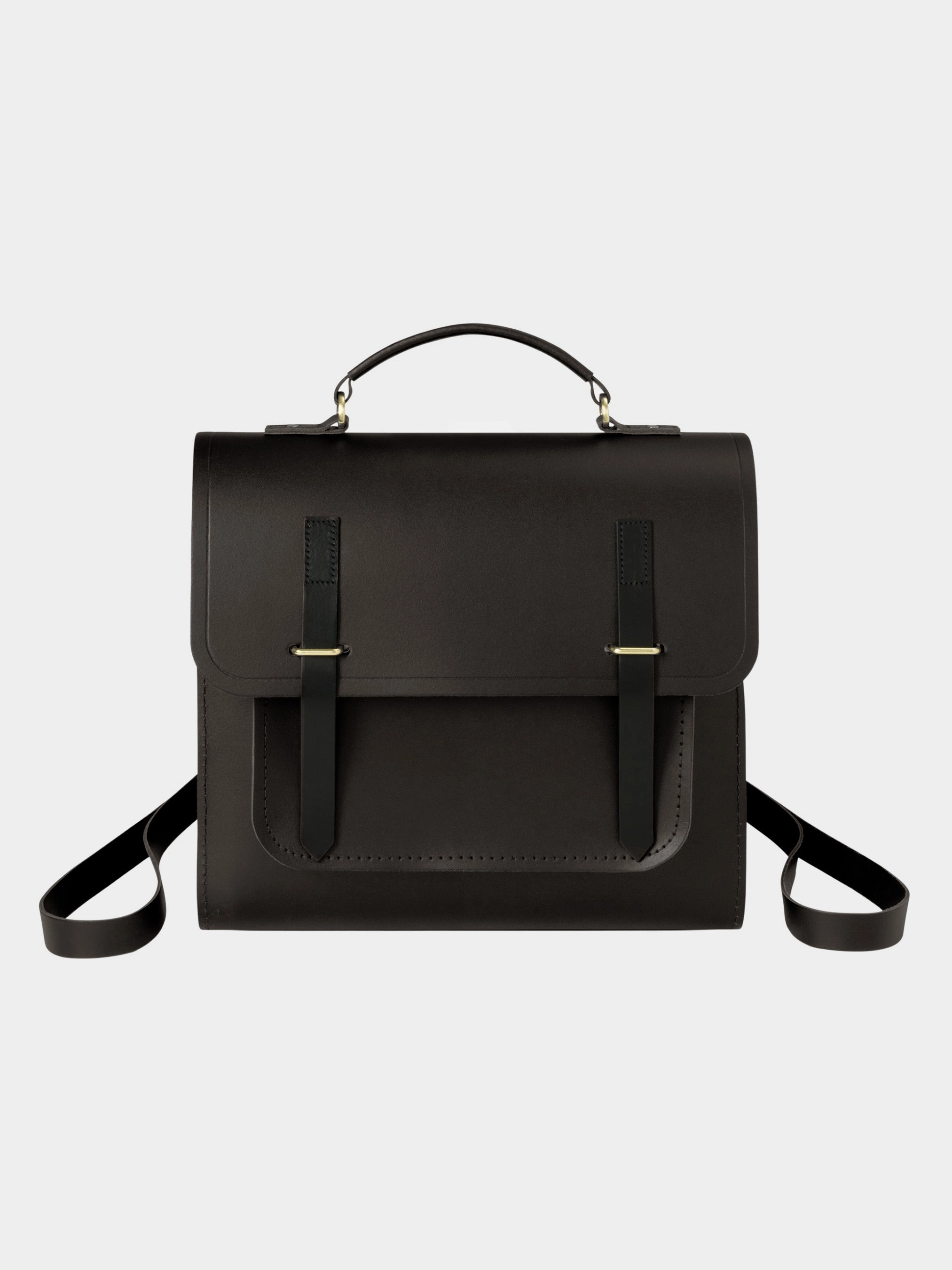 The Messenger Backpack - Dark Brown & Black Bridle Stylish Organizer Practical Utility