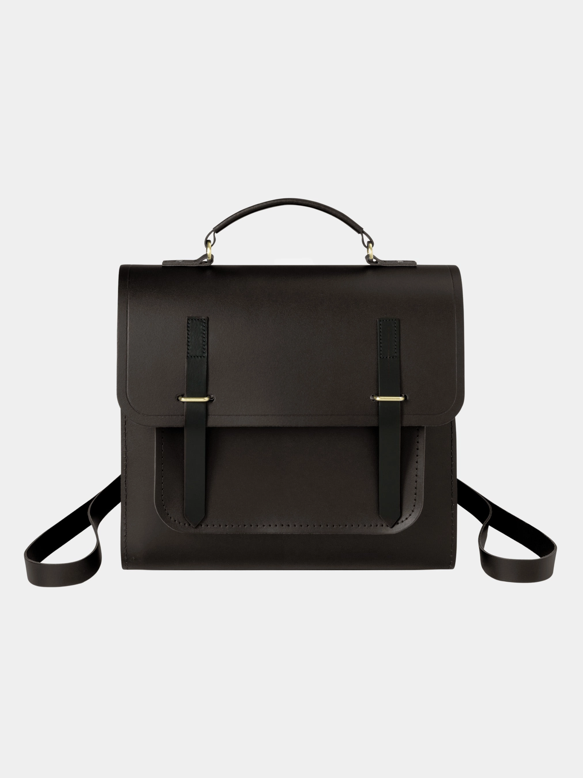The Messenger Backpack - Dark Brown & Black Bridle Sleek Profile Modern Design