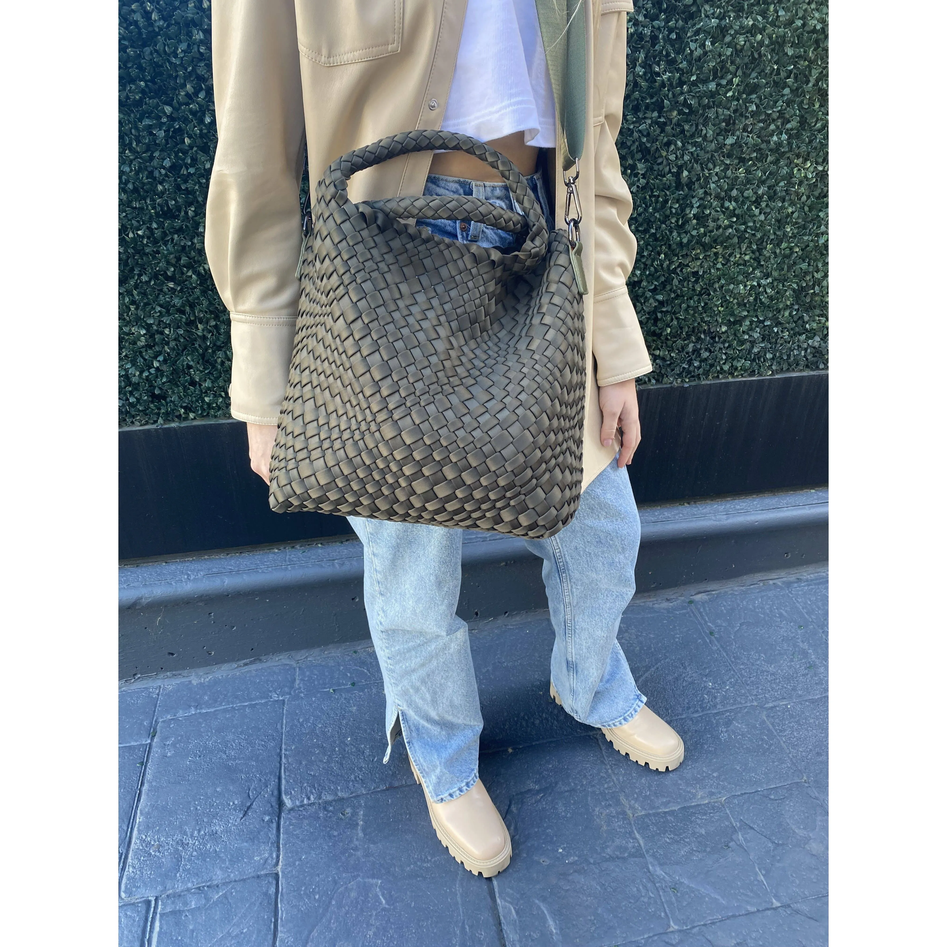 Minimalist Travel Outdoor functionality Green Woven Crossbody-Bag and Bougie-SALE