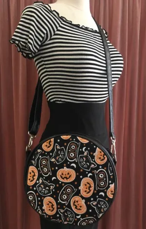 Trick or Treat Pumpkins & Cats Crossbody Circle Bag Modern Look