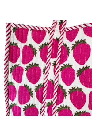 Eco Minimalist Office Chic The Audrey | Pink Strawberry Tote Bag