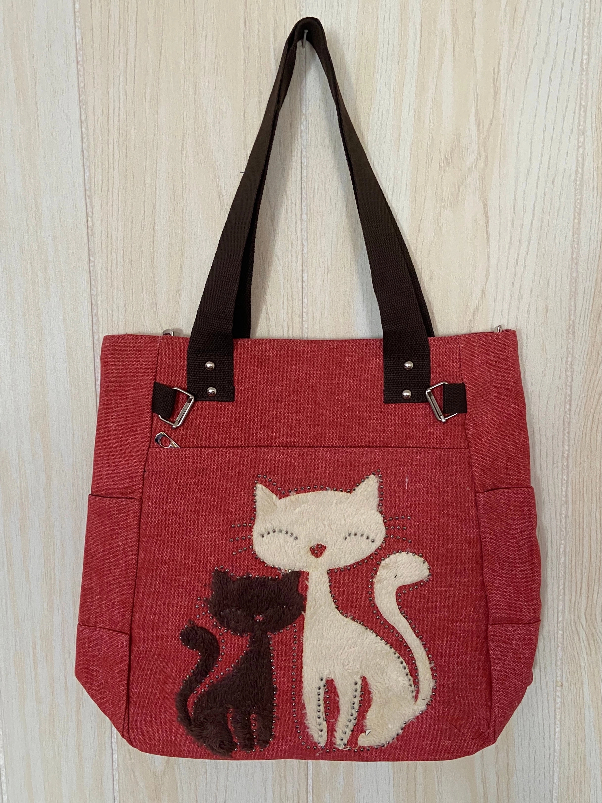 Tote - Fuzzy Cats w/ Zippers Practical Everyday Outdoor Adventure Gear