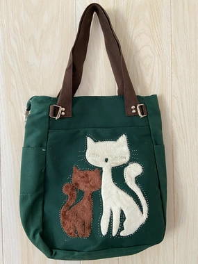 Tote - Fuzzy Cats w/ Zippers Everyday Travel Sustainable Material