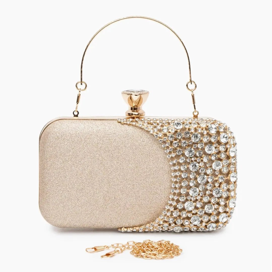 Refined Taste Practical Accessory Calithea | Crystal & Gold Evening Clutch ?C Radiant Glamour