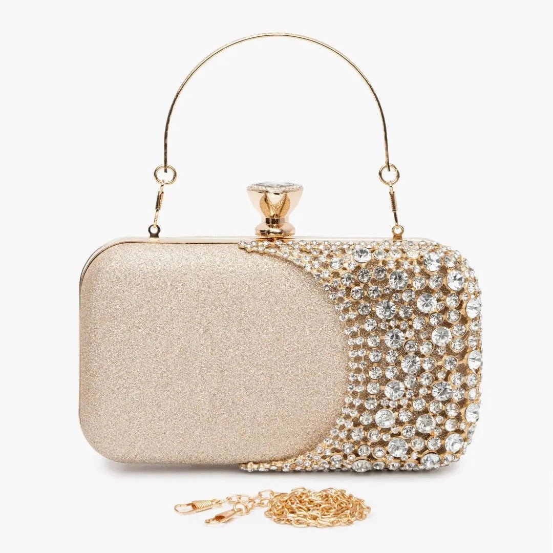 Calithea | Crystal & Gold Evening Clutch ?C Radiant Glamour Modern Comfort Practical Travel