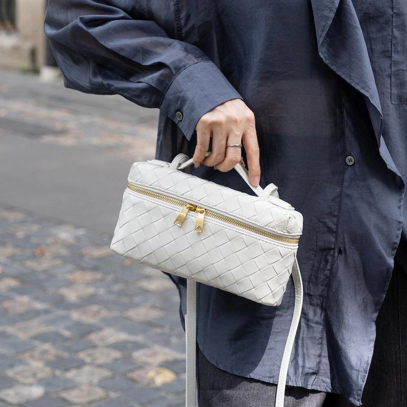 Handcrafted Lambskin Woven Crossbody and Handbag | Chic Women Lightweight Luxury Box Woven Bag Comfort Utility