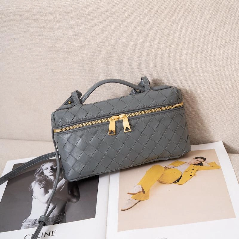 Handcrafted Lambskin Woven Crossbody and Handbag | Chic Women Lightweight Luxury Box Woven Bag Comfort Grip