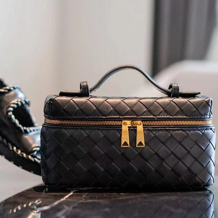 Urban Gear Handcrafted Lambskin Woven Crossbody and Handbag | Chic Women Lightweight Luxury Box Woven Bag