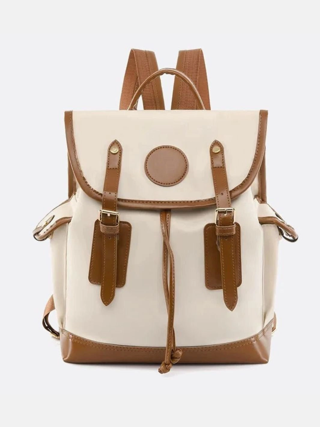 Preston Canvas Backpack ?C Two-Tone Drawstring Rucksack with Faux Leather Trim Ergonomic Comfort