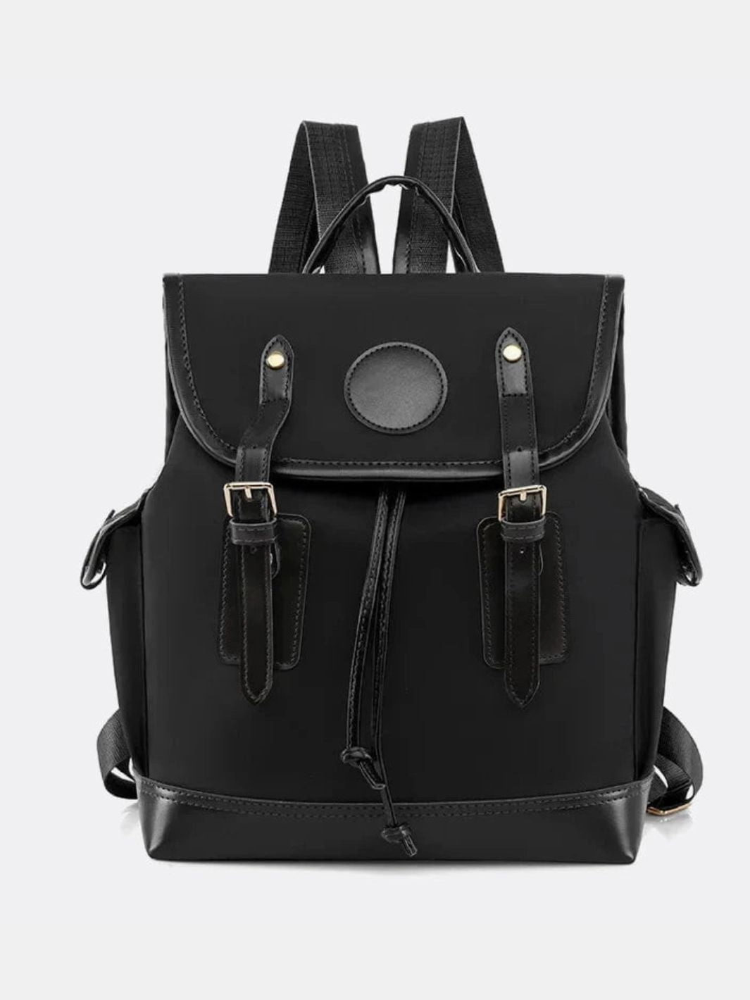 Preston Canvas Backpack ?C Two-Tone Drawstring Rucksack with Faux Leather Trim Fashion Utility Adventure Lifestyle