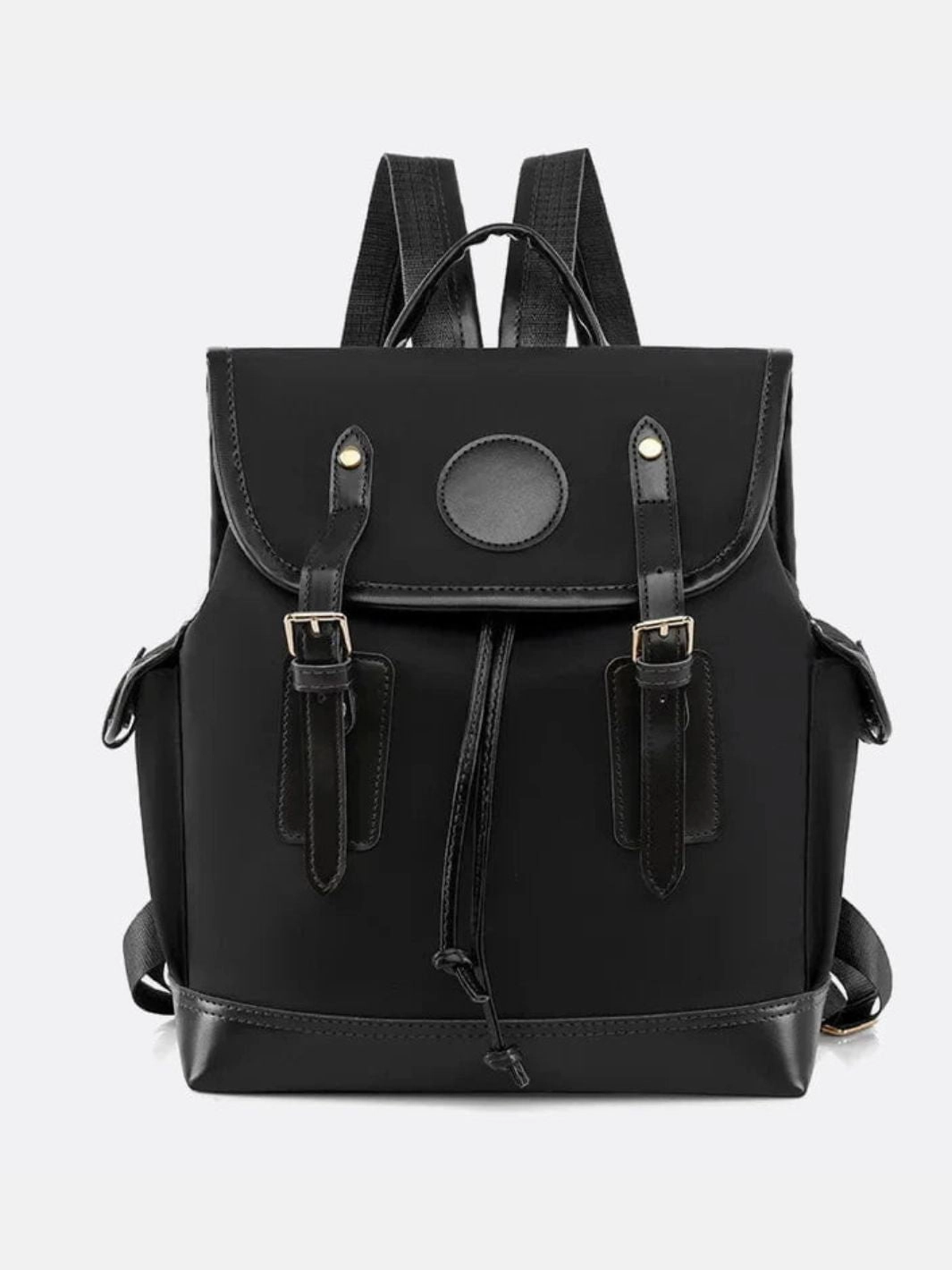 Versatile Comfort Preston Canvas Backpack ?C Two-Tone Drawstring Rucksack with Faux Leather Trim