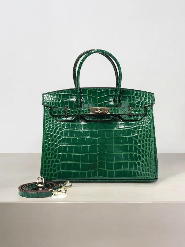 Isla | Luxury Emerald Green Crocodile Embossed Tote Bag ?C Aurora Signature Handbag Urban Routine Functional Touch