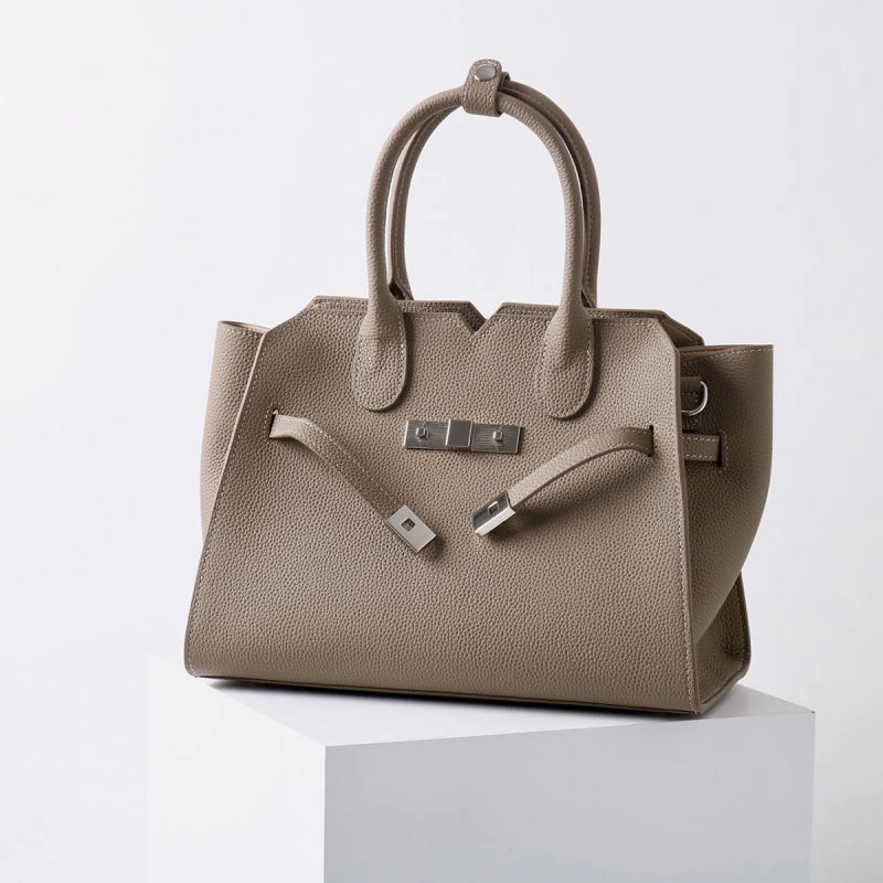 Practical Organizer Daytime use Natalie | Taupe Leather Satchel Bag ?C Elegant & Timeless