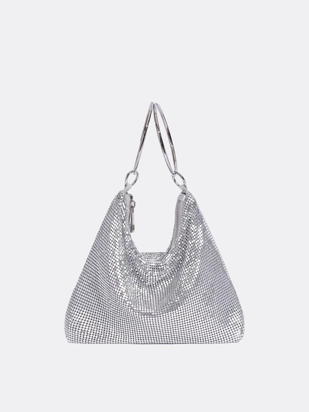 Nova Chainmail Evening Bag ?C Metallic Mesh Party Purse with Ring Handles Classic Travel Compact Fit