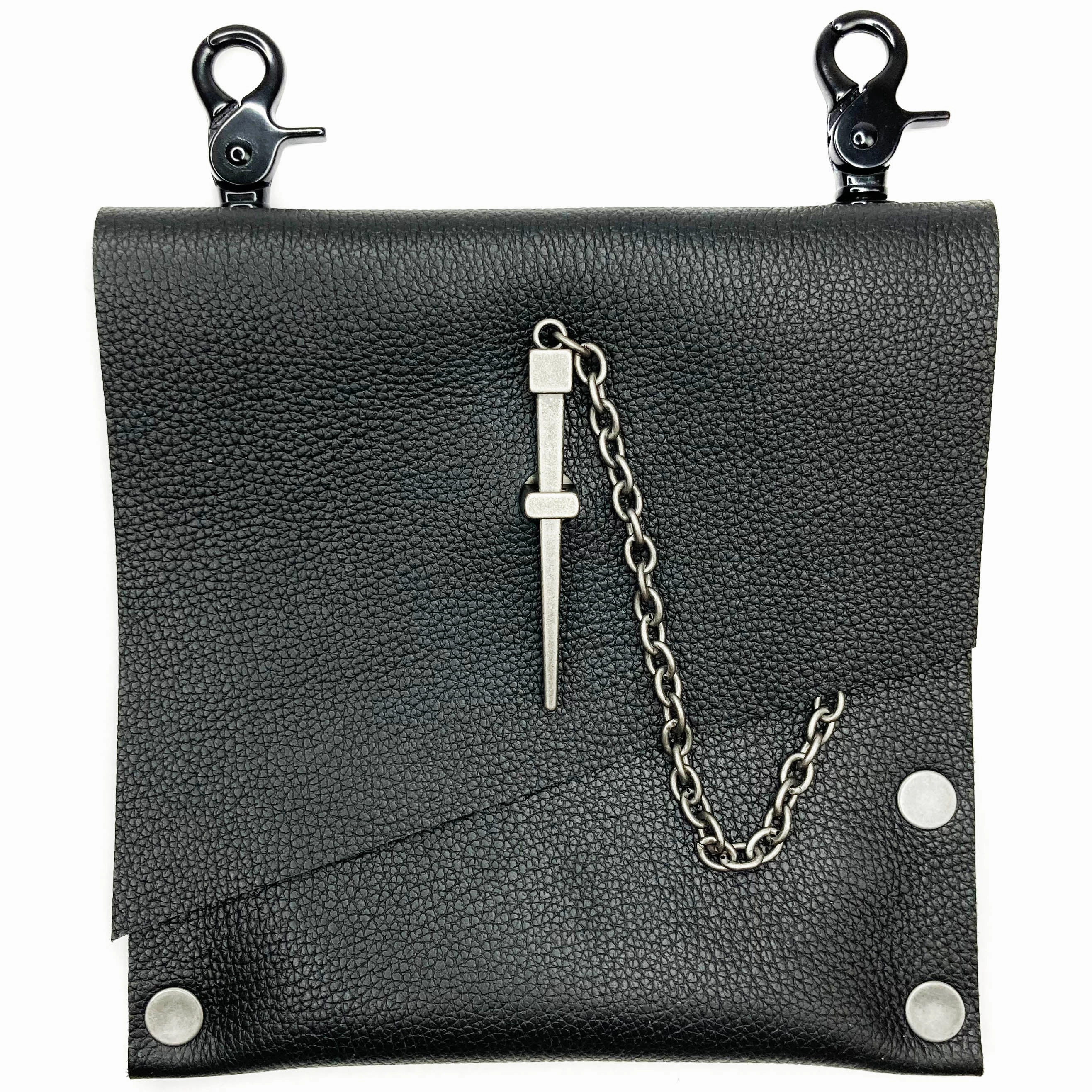 Travel convenience Modern Organizer Black Leather Convertible Fanny Pack