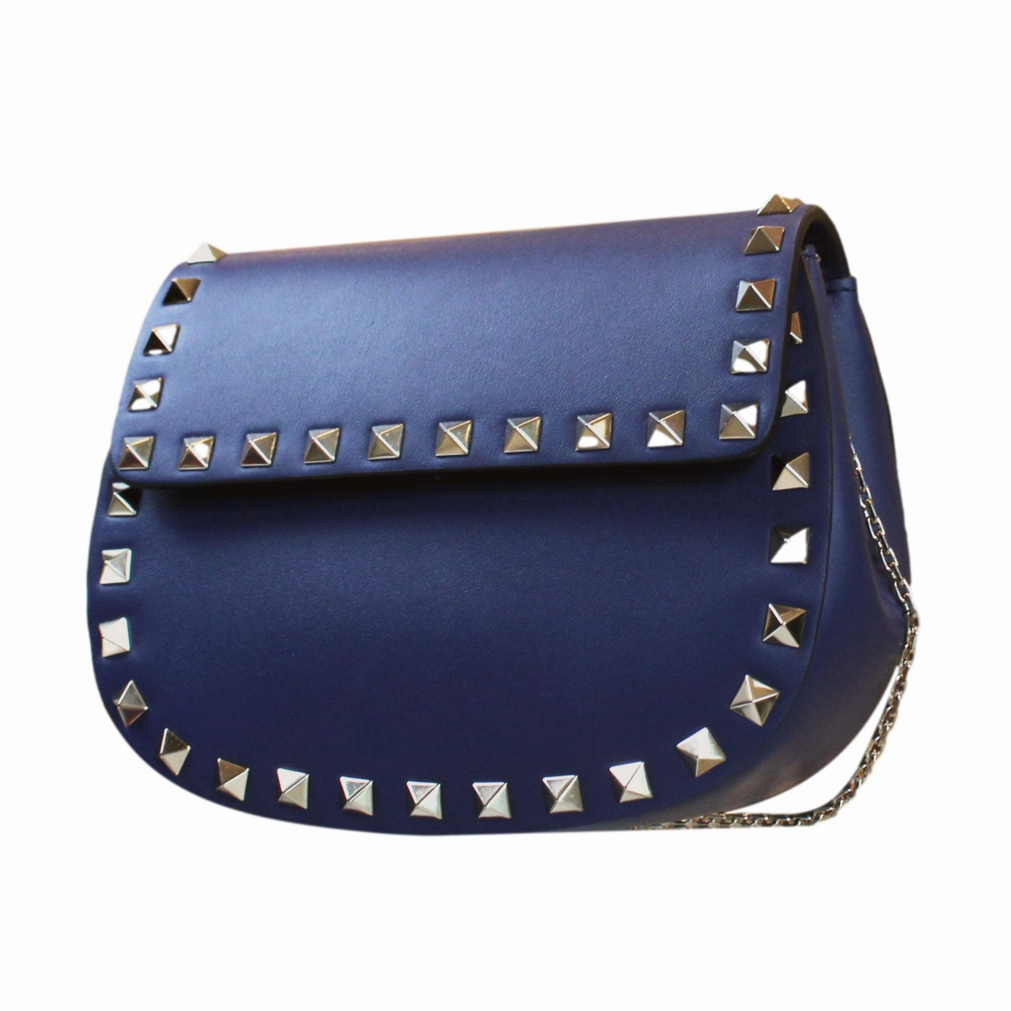 Valentino Garavani Rockstud Blue Leather Small Chain Crossbody Bag Fashion Practicality Everyday Comfort