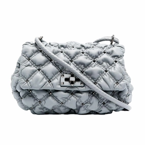 Keeps your hands free while providing easy access to essentials Urban Utility Valentino Garavani Spikeme Gray Studded Leather Medium Crossbody Bag