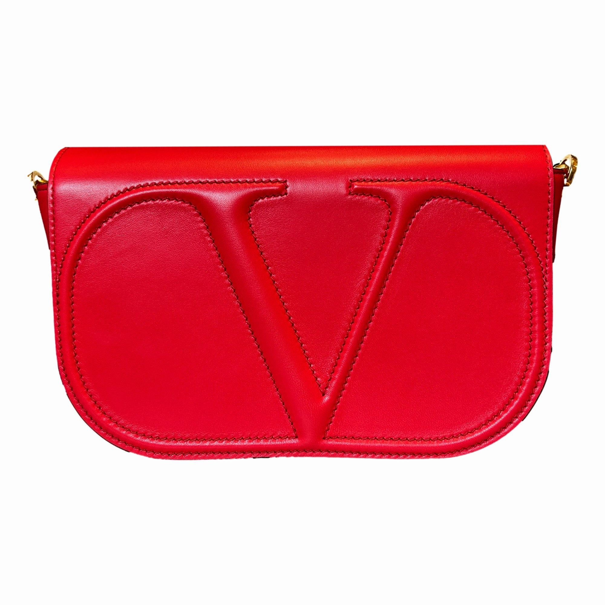 Casual Essential Fashion Element Valentino Garavani VLogo Walk Large Crossbody Bag Red Calf Leather