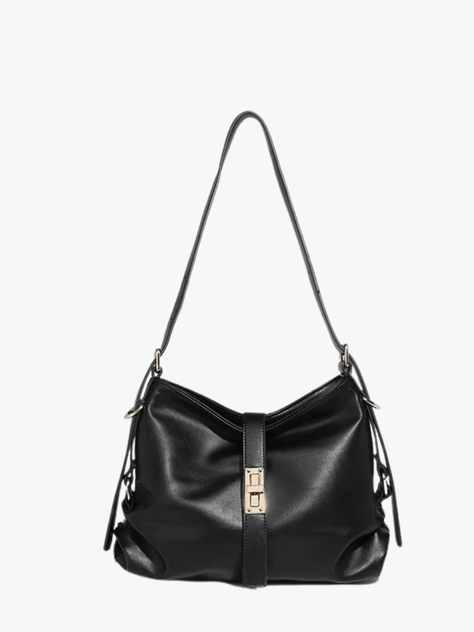 Velithra | Luxe Black Leather Shoulder Bag ?C Elegant & Versatile Outdoor Simplicity