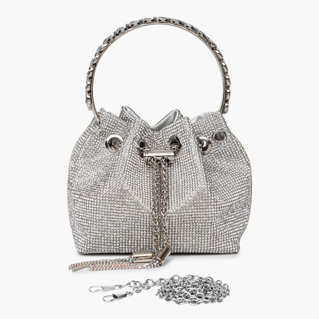 Velmira | Silver Crystal Embellished Bucket Bag ?C Dazzling & Glamorous practical gear Secure Storage
