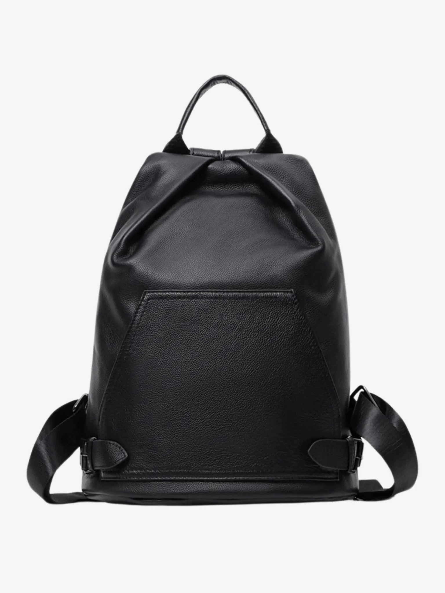 Vera | Sleek Black Drawstring Leather Backpack ?C Minimalist Edge Elegant Simplicity Trendy Design