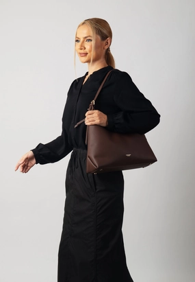 Vera Genuine Leather Handbag (Brown) Smart Organizer Comfort Companion