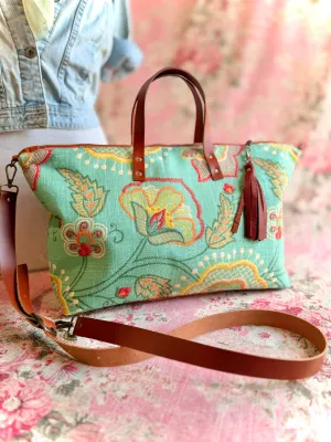 Smart Outfit Foldable Bag Verdant Bloom Buddy Bag w/ Accessories Zipper Pouch, USA-Made, Handmade Floral Travel Bag,