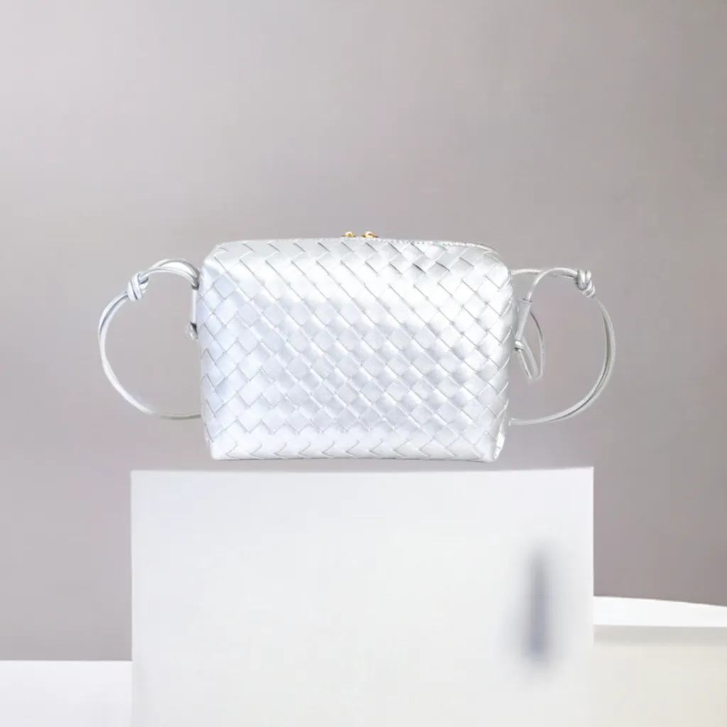 Effortless Fashion Classic Functionality Lyli Silver Vegan Woven Crossbody BC Bag