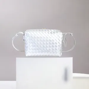 Effortless Fashion Classic Functionality Lyli Silver Vegan Woven Crossbody BC Bag