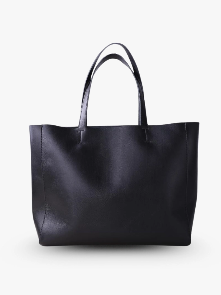 Travel Ready Emma | Black Leather Tote Bag ?C Classic & Versatile