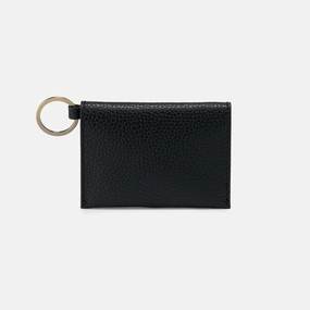 Boho-inspired handbag Key Holder Vida Card Case in Micro Pebbled Leather - Black