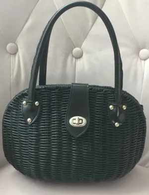 Evening Look Vintage Black Wicker Handbag