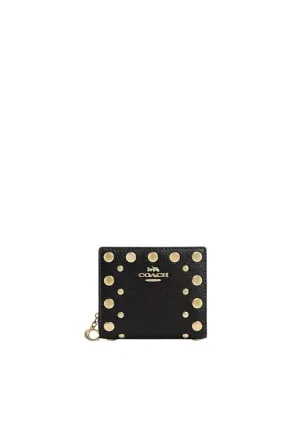 Coach Snap Wallet With Rivets In Black Cap09 Refined Surface