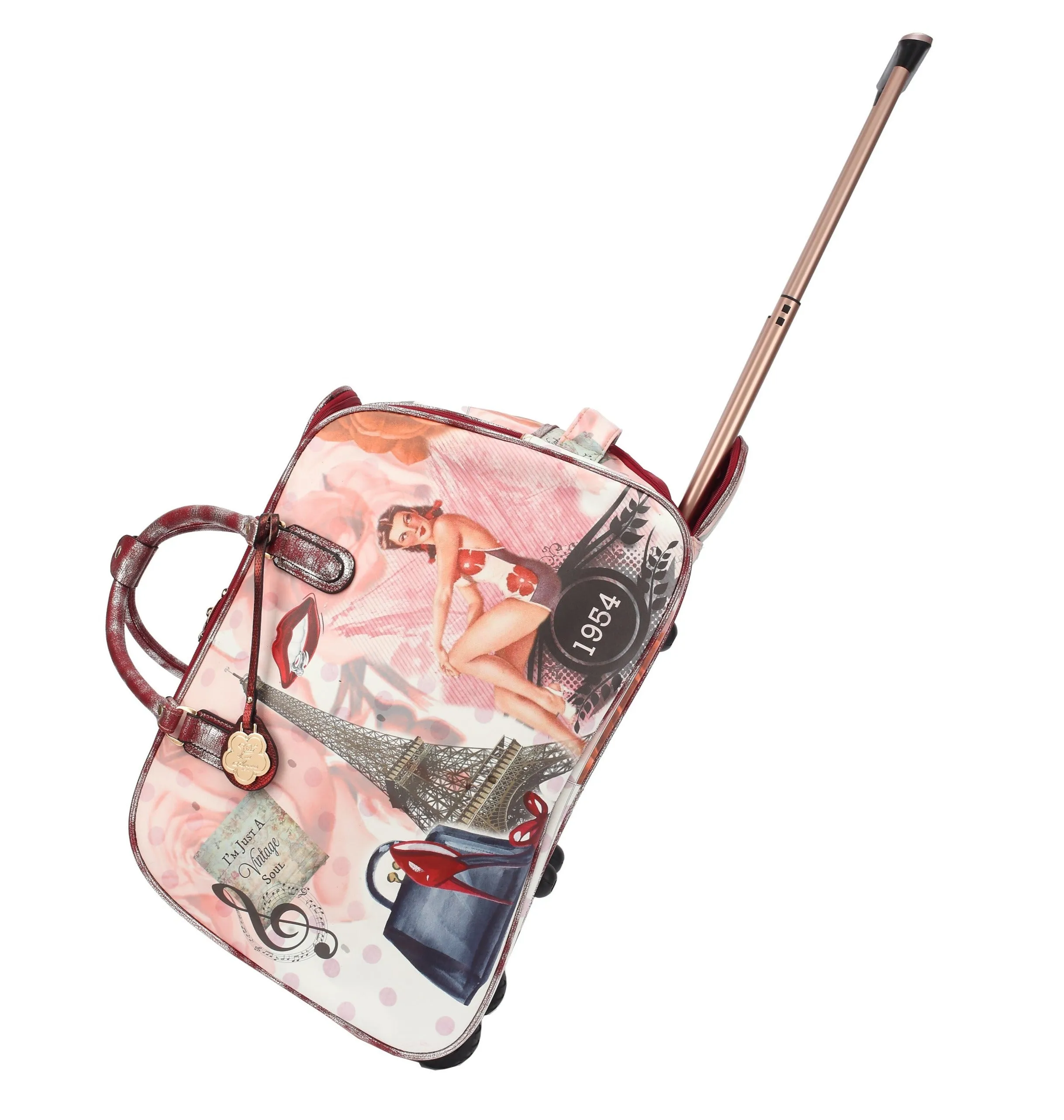 Vintage Soul Vegan Leather Duffle Bag W/Wheel Formal Look and Comfortable everyday shoulder bag.