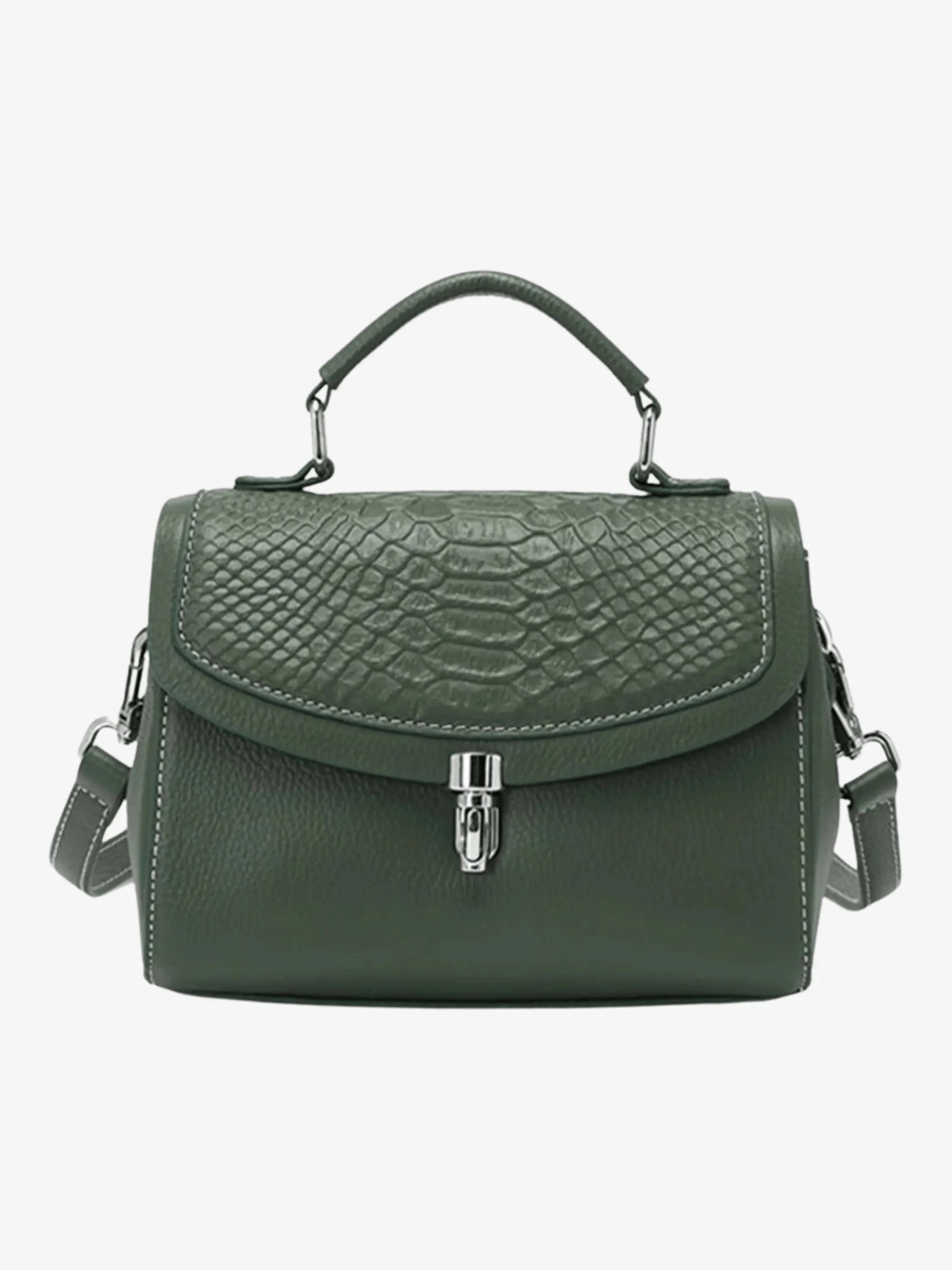 Valeria | Luxe Green Croc-Embossed Leather Satchel ?C Bold & Sophisticated Fashion Statement