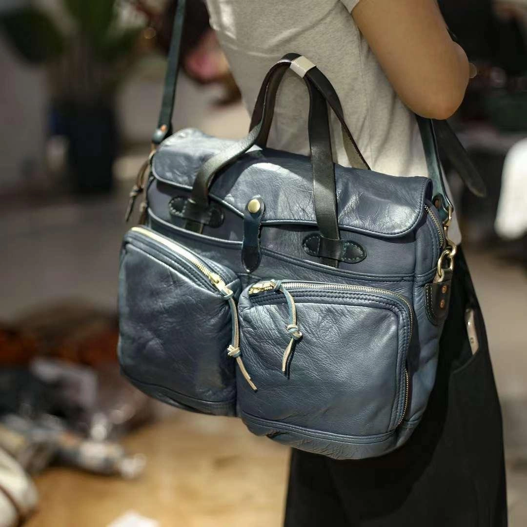 Vintage Italian Leather Men's Business Briefcase | Handcrafted Full Grain Leather Heavy-Duty Crossbody 13-inches Laptop Bag, Travelling Bag, Weekend Bag Alexel Crafts Wholesale Minimal Everyday