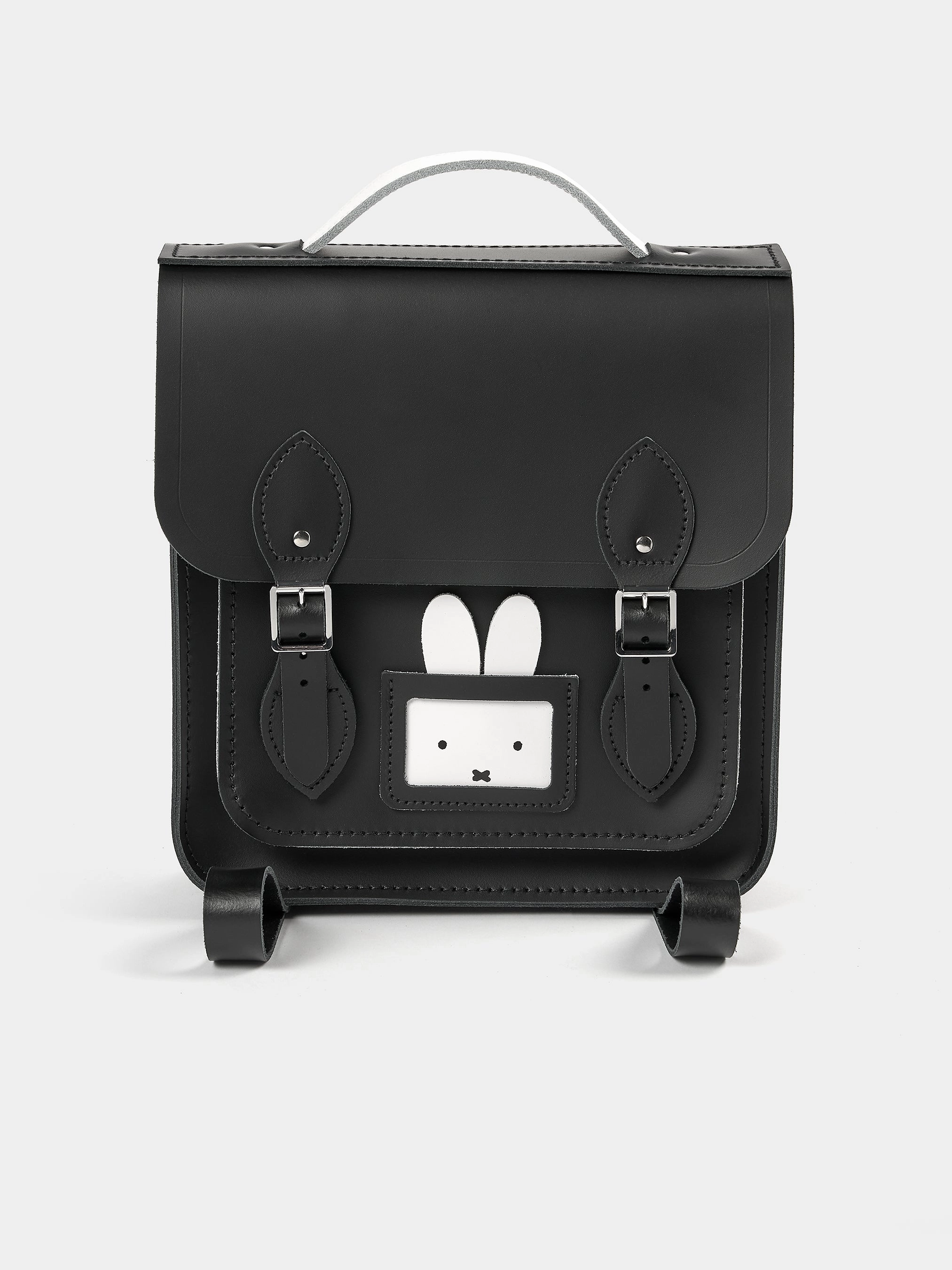 Portable Office Daily Business The Peekaboo Miffy Small Portrait Backpack - Black & Brilliant White