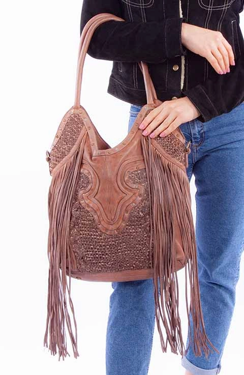 Essential Gear Premium Feel Western Shoulder Bag Leather Braided Accents