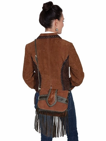 Smart Craft Western Shoulder Bag with Suede and Leather Fringe