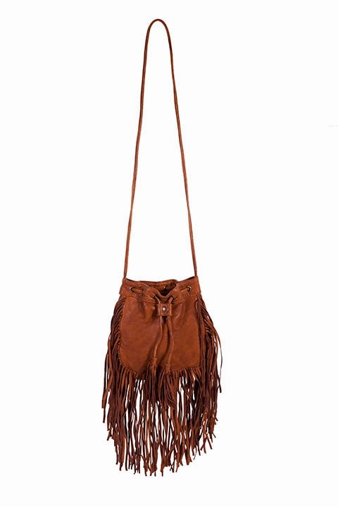 Western Shoulder Bag with Top Cinch Tie, Tassels, Fringe Modern Functionality