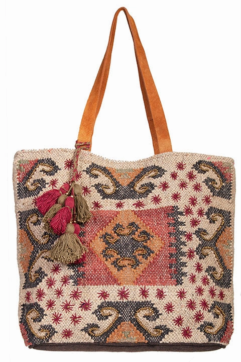 simple design Sustainable Choice Western Shoulder Tote Geometric Print Front