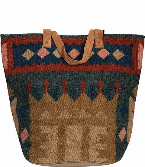 Minimal Feature Western Shoulder Tote Woven Geometric Print