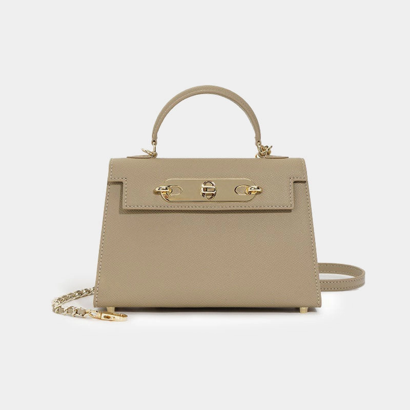 Comfortable to wear for extended periods without discomfort Soft Texture Women??s Mini Leather Chain Top Handle Bag ?C Gold Hardware