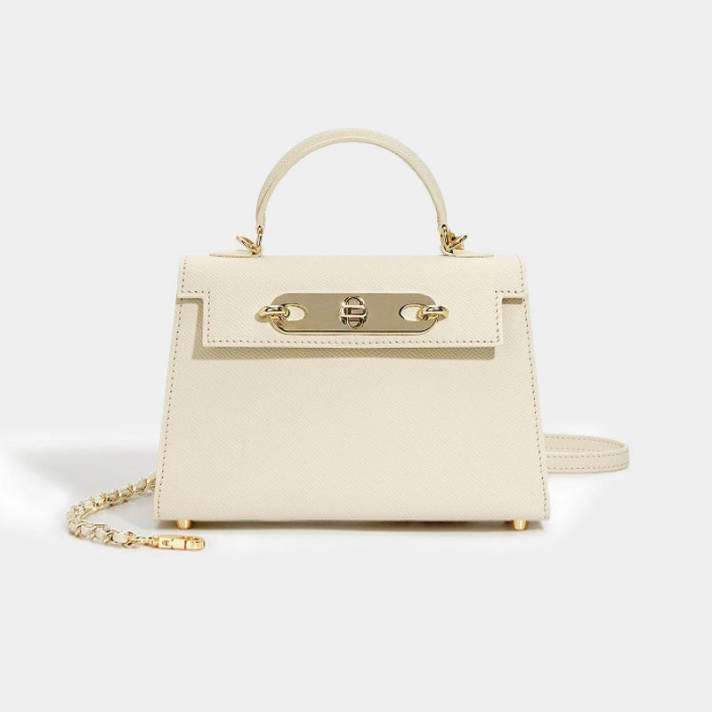 Women??s Mini Leather Chain Top Handle Bag ?C Gold Hardware Daily Luxury